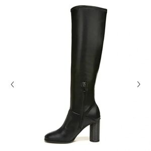 Franco Sarto Black Heeled Boots with Chunky Block Heel